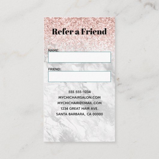 エレガントグリッターマーブルサロンスパ参照バス 名刺 (裏面)