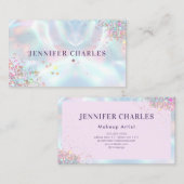 エレガントグリッターメイクアップアーティストホログラフィー 名刺 (正面/裏面)