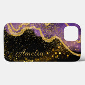 エレガントグリッターモノグラムの名 Case-Mate iPhoneケース (裏面 (横))