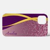 エレガントグリッターモノグラムの名 Case-Mate iPhoneケース (裏面 (横))