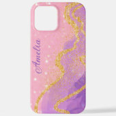 エレガントグリッターモノグラムの名 iPhoneケース (裏面)