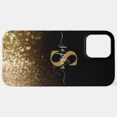 エレガントグリッターモノグラムの名 iPhoneケース (裏面横)