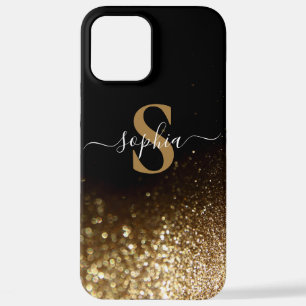 エレガントグリッターモノグラムの名 iPhone 12 PRO MAXケース