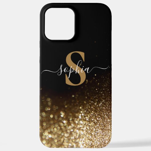エレガントグリッターモノグラムの名 iPhoneケース (裏面)