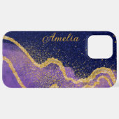 エレガントグリッターモノグラムの名 iPhoneケース (裏面横)