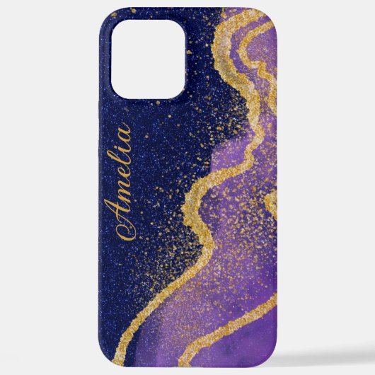 エレガントグリッターモノグラムの名 iPhoneケース (裏面)