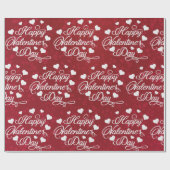 エレガントグリッターレッドハッピーバレンタインデー ラッピングペーパー (フラット)