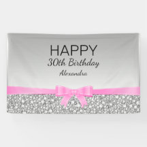 エレガントグリッター及びピンクリボン誕生日