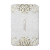 エレガントグリッター及び金ゴールドフローラレーススワール バスマット (正面縦)