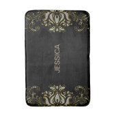 エレガントグリッター及び金ゴールドフローラレーススワール バスマット (正面縦)