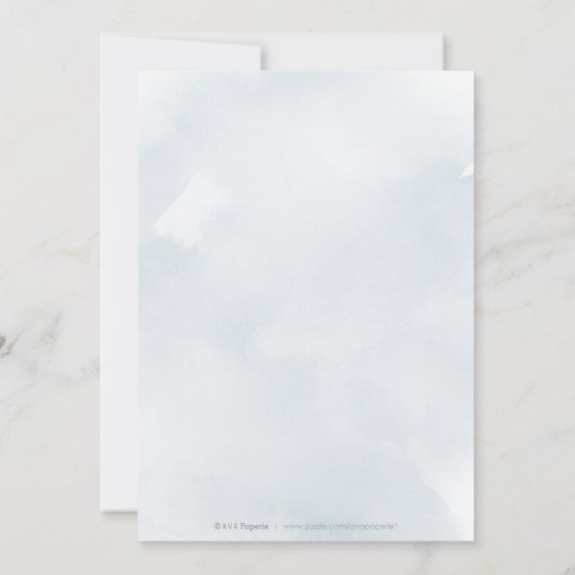 エレガントグリッター台本ブルーフローラ赤ちゃんシャワー 招待状 (裏面)