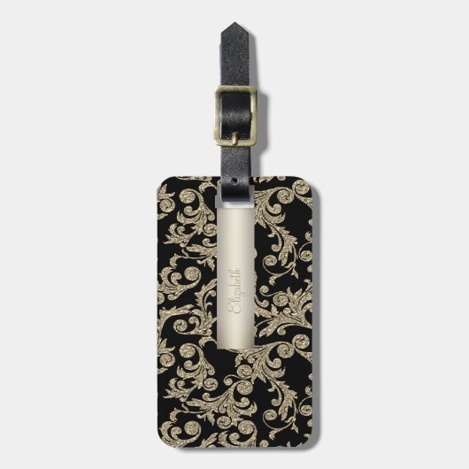 エレガントグリッター旋回 – パーソナライズされた ラゲッジタグ (正面縦)