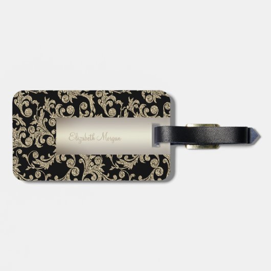 エレガントグリッター旋回 – パーソナライズされた ラゲッジタグ (裏面横)