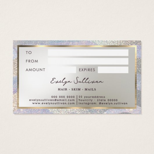 エレガントグリッター水彩波ギフトカード (裏面)