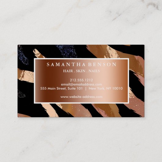 エレガントグリッター水彩波ロイヤリティカード 名刺 (裏面)