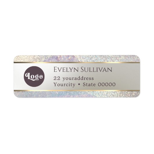 エレガントグリッター水彩波差出人住所 ラベル (正面)