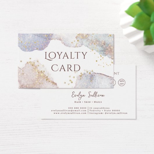 エレガントグリッター水色形状ロイヤリティカード (デスク)