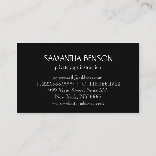 エレガントグリッター白黒フラワーロゴヨガ 名刺 (裏面)