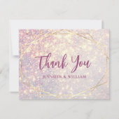 エレガントグリッター紫ジオメト結婚リ サンキューカード (正面)