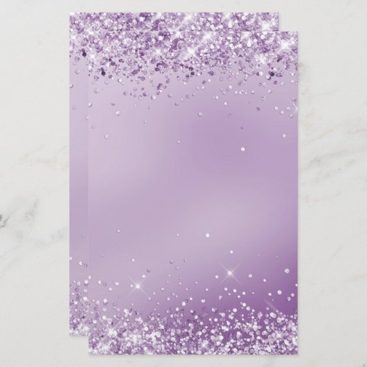 エレガントグリッター紫色のひな形5.5インチx 8.5インチ 便箋 (正面/裏面)