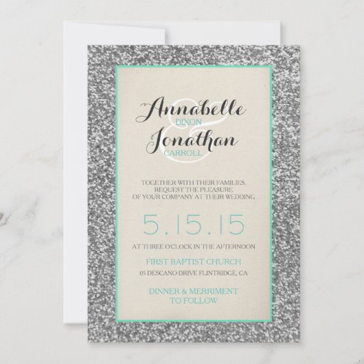 エレガントグリッター結婚発表招待状 招待状 (正面)