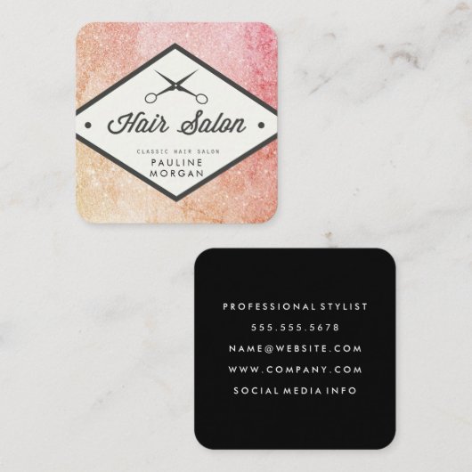エレガントグリッター美容師 スクエア名刺 (正面/裏面)