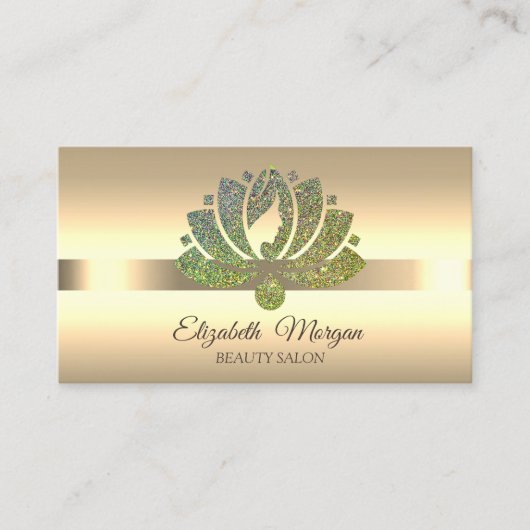 エレガントグリッター蓮の花メイクアップ 名刺 (正面)