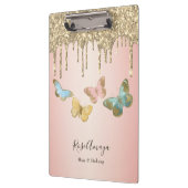 エレガントグリッター蝶パーソナライズされた クリップボード (左)