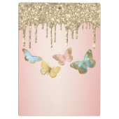 エレガントグリッター蝶パーソナライズされた クリップボード (裏面)