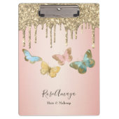 エレガントグリッター蝶パーソナライズされた クリップボード (正面)