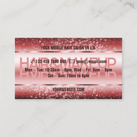 エレガントグリッター製品ラベル濃ワイン赤 名刺 (裏面)