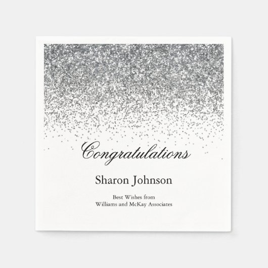 エレガントグリッター退職パーティー スタンダードカクテルナプキン (正面)
