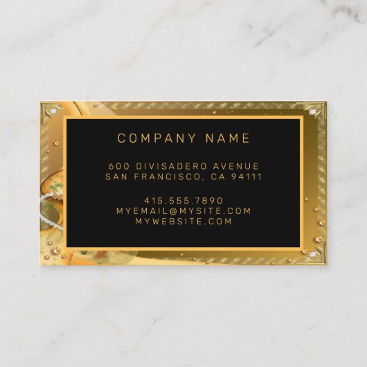 エレガントグリッター金ゴールドバラテキストの追加 名刺 (裏面)