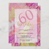 エレガントグリッター金ゴールド書道誕生日 招待状 (正面/裏面)