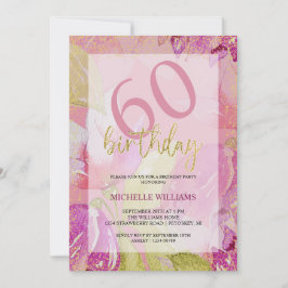 エレガントグリッター金ゴールド書道誕生日 招待状