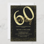 エレガントグリッター金ゴールド書道誕生日 招待状 (正面)