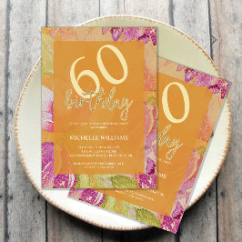 エレガントグリッター金ゴールド書道誕生日 招待状