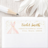 エレガントグリッター金ゴールド&赤面ドレス差出人住所 ラベル (インサイチュ)