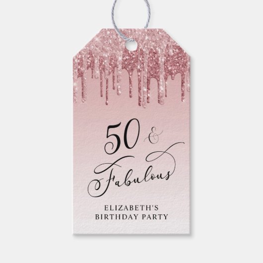 エレガントグリッター50th誕生日パーティーありがとう ギフトタグ (正面)