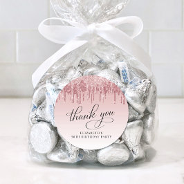 エレガントグリッター50th誕生日パーティーありがとう ラウンドシール