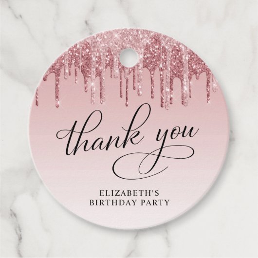 エレガントグリッター60th誕生日パーティーありがとう フェイバータグ (正面)