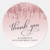 エレガントグリッター60th誕生日パーティーありがとう ラウンドシール (正面)