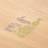 エレガントグリッター |フィフティ&ファブラス誕生日 アクリル招待状 (レイダウン)