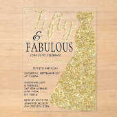 エレガントグリッター |フィフティ&ファブラス誕生日 アクリル招待状 (正面)