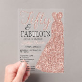 エレガントグリッター |フィフティ&ファブラス誕生日 アクリル招待状 (インサイチュ (ポータブル))