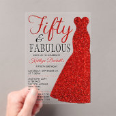 エレガントグリッター |フィフティ&ファブラス誕生日 アクリル招待状 (インサイチュ (ポータブル))