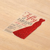 エレガントグリッター |フィフティ&ファブラス誕生日 アクリル招待状 (レイダウン)