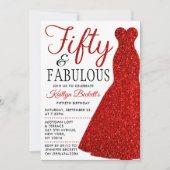 エレガントグリッター |フィフティ&ファブラス誕生日 招待状 (正面)