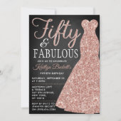 エレガントグリッター |フィフティ&ファブラス誕生日 招待状 (正面)
