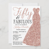 エレガントグリッター |フィフティ&ファブラス誕生日 招待状 (正面)